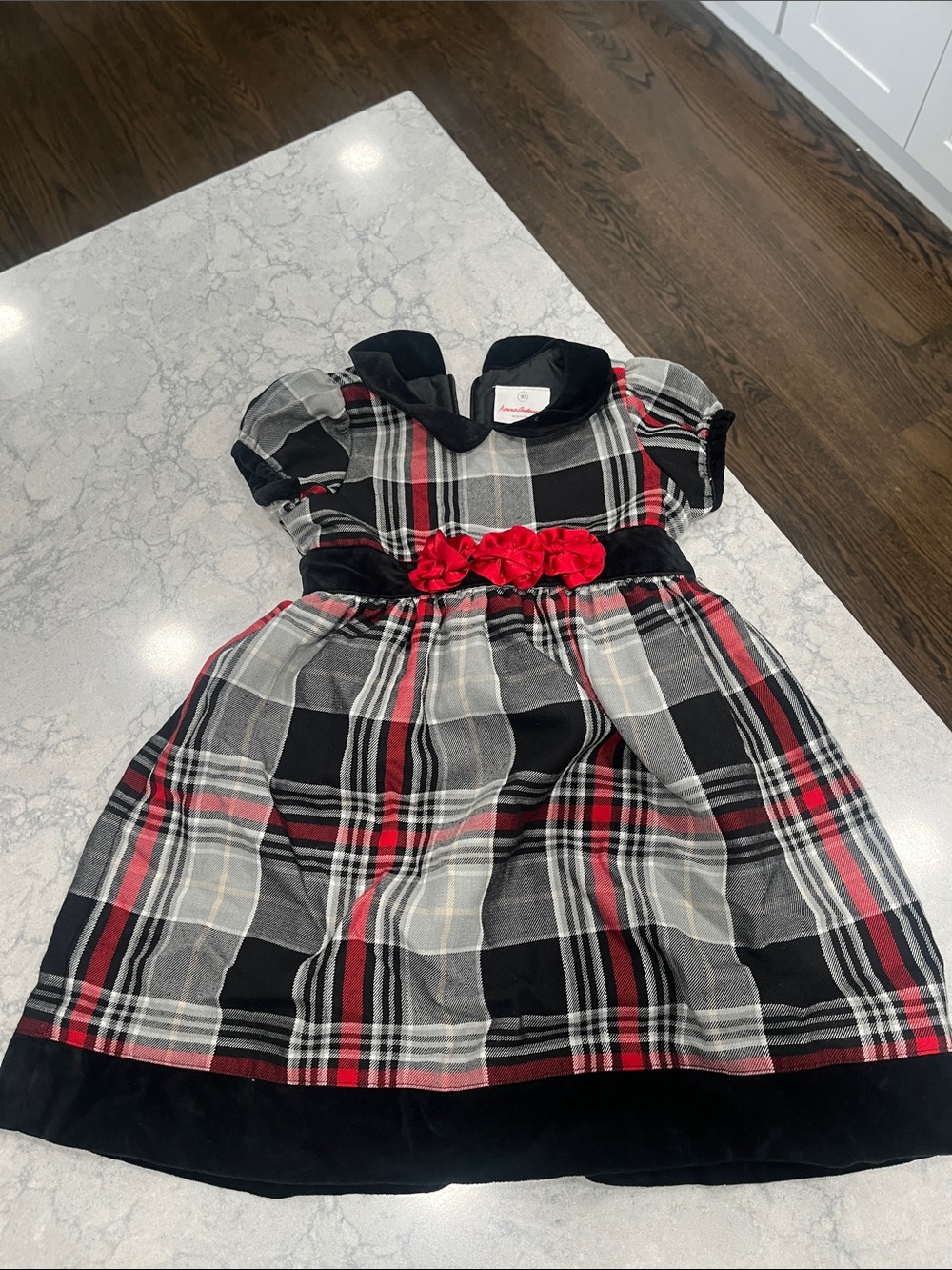 Hannah Anderson Plaid Short Sleeve Dress-Size 90